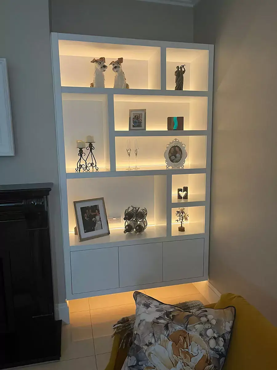 Custom Built Shelving with Lighting